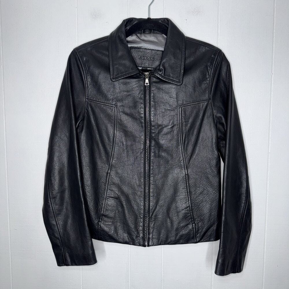 Vintage Guess Y2K Women’s 100% Genuine Leather Jacket Size Medium